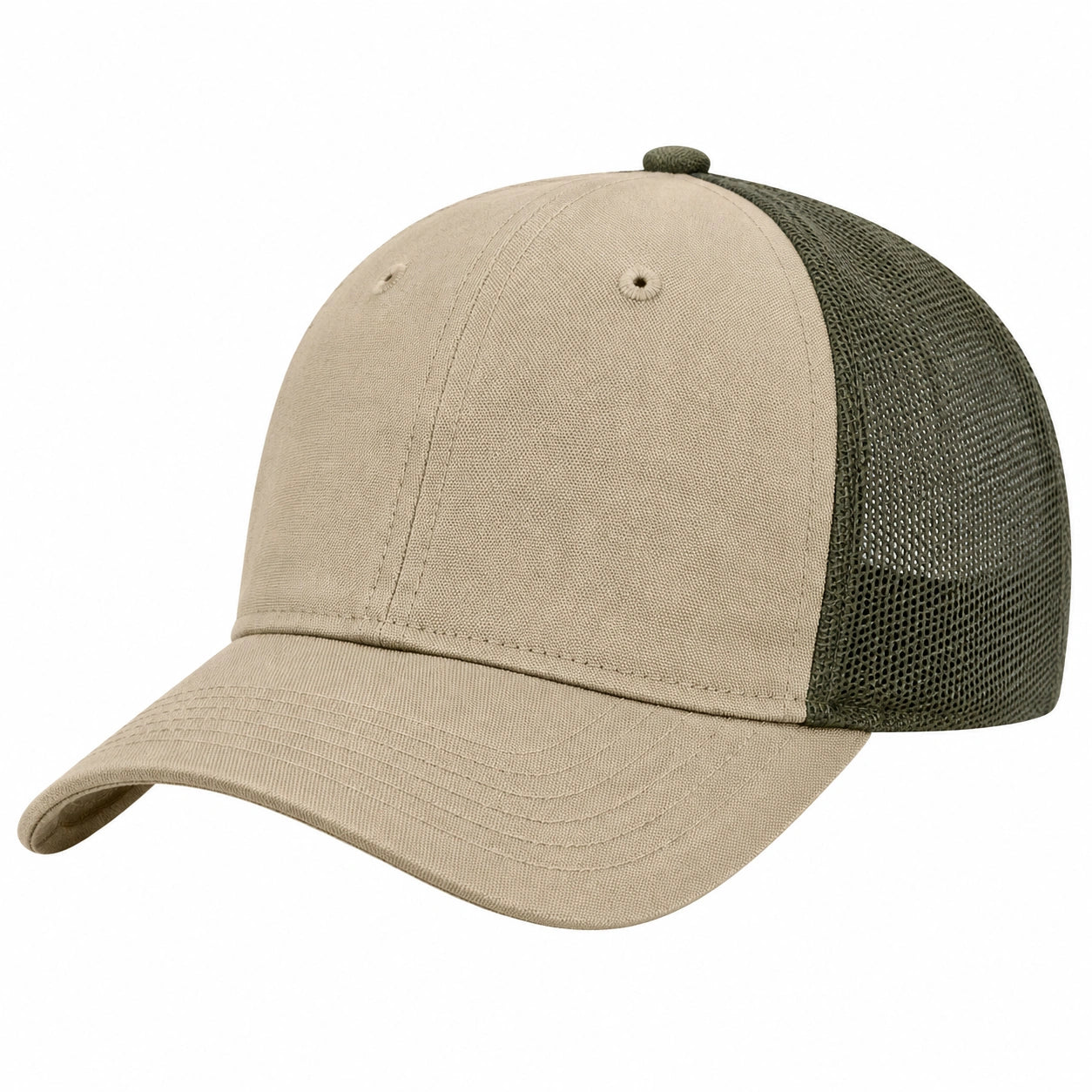 Trucker Cap Einheitsgröße Baumwollstoff Mesh Beige Olivgrün atmungsaktiv