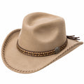 Cowboyhut Einheitsgröße Beige in Veloursoptik mit Flechtband im Westernstil