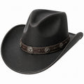 Cowboyhut Einheitsgröße Kunstleder Schwarz Westernstil