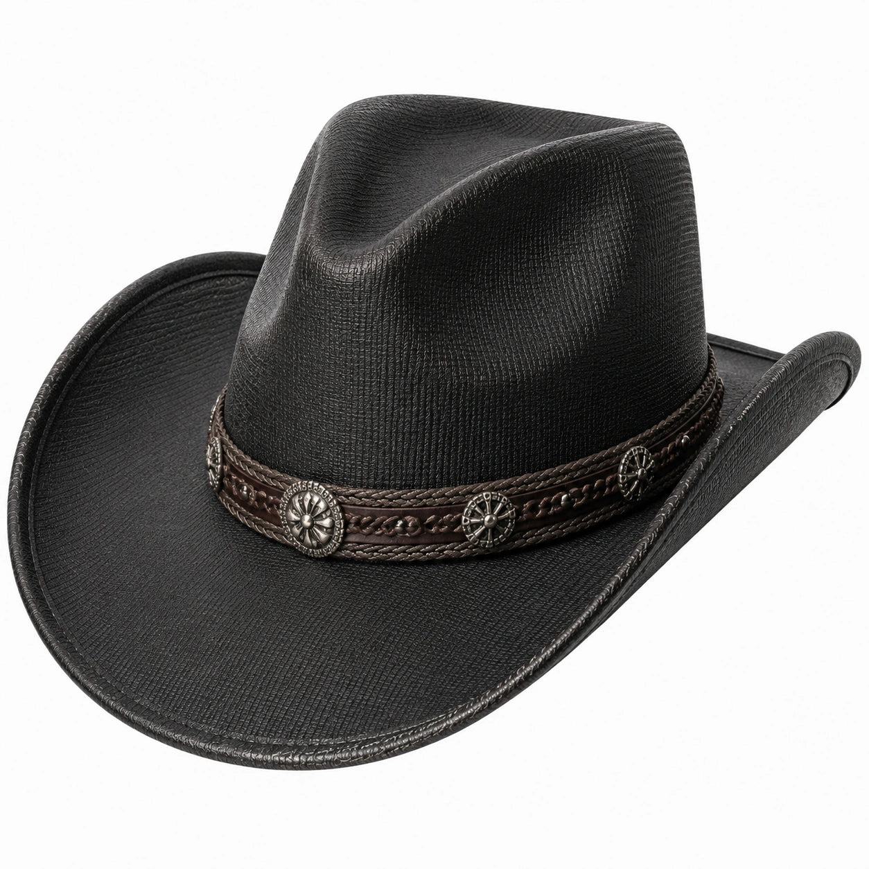 Cowboyhut Einheitsgröße Kunstleder Schwarz Westernstil