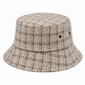 Anglerhut Einheitsgröße aus Webstoff in Beige Schwarz mit Karomuster