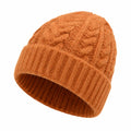 Strickmütze Einheitsgröße Orange mit Zopfmuster und Umschlag
