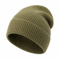 Strickmütze Einheitsgröße Olivgrün gerippte Beanie für Alltag