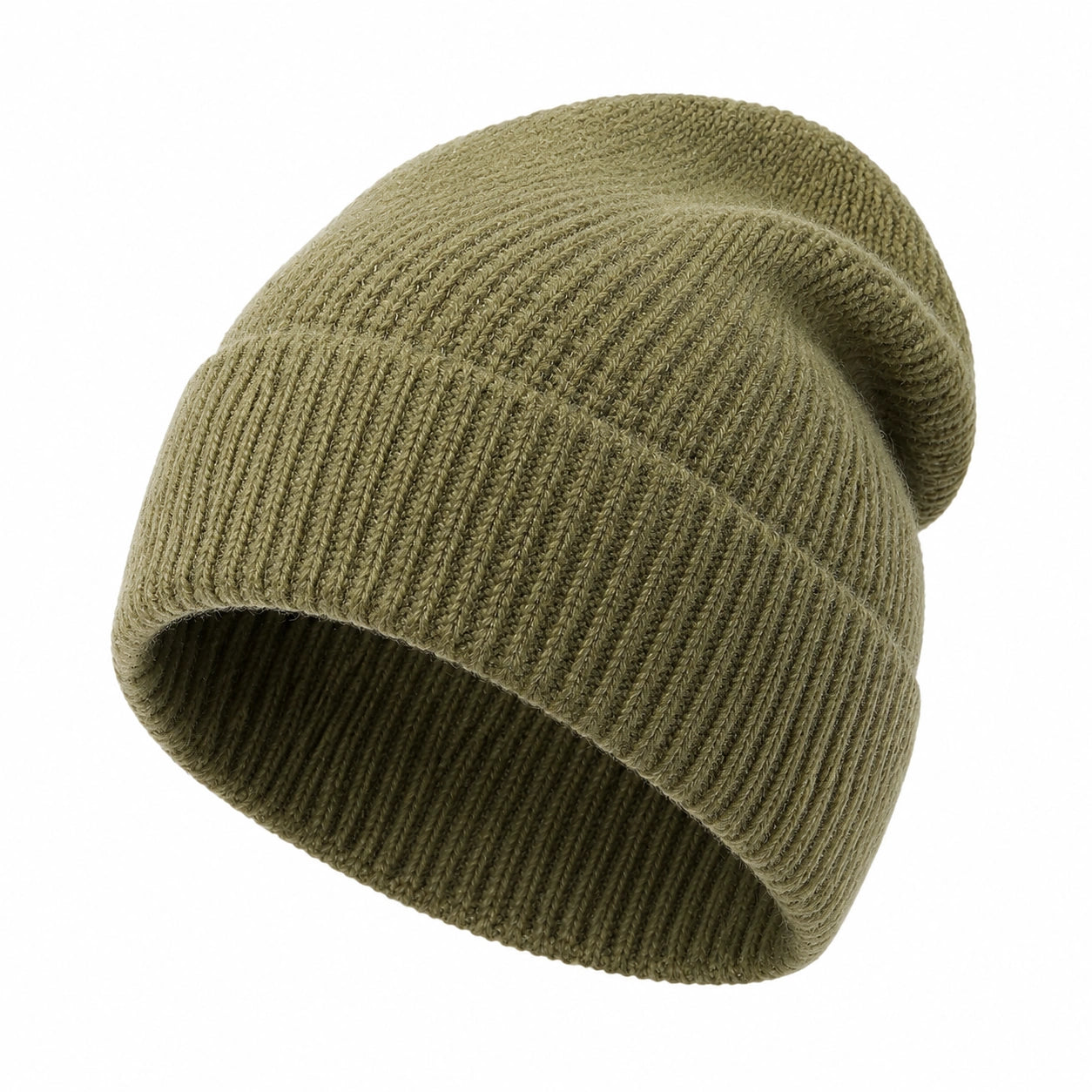 Strickmütze Einheitsgröße Olivgrün gerippte Beanie für Alltag