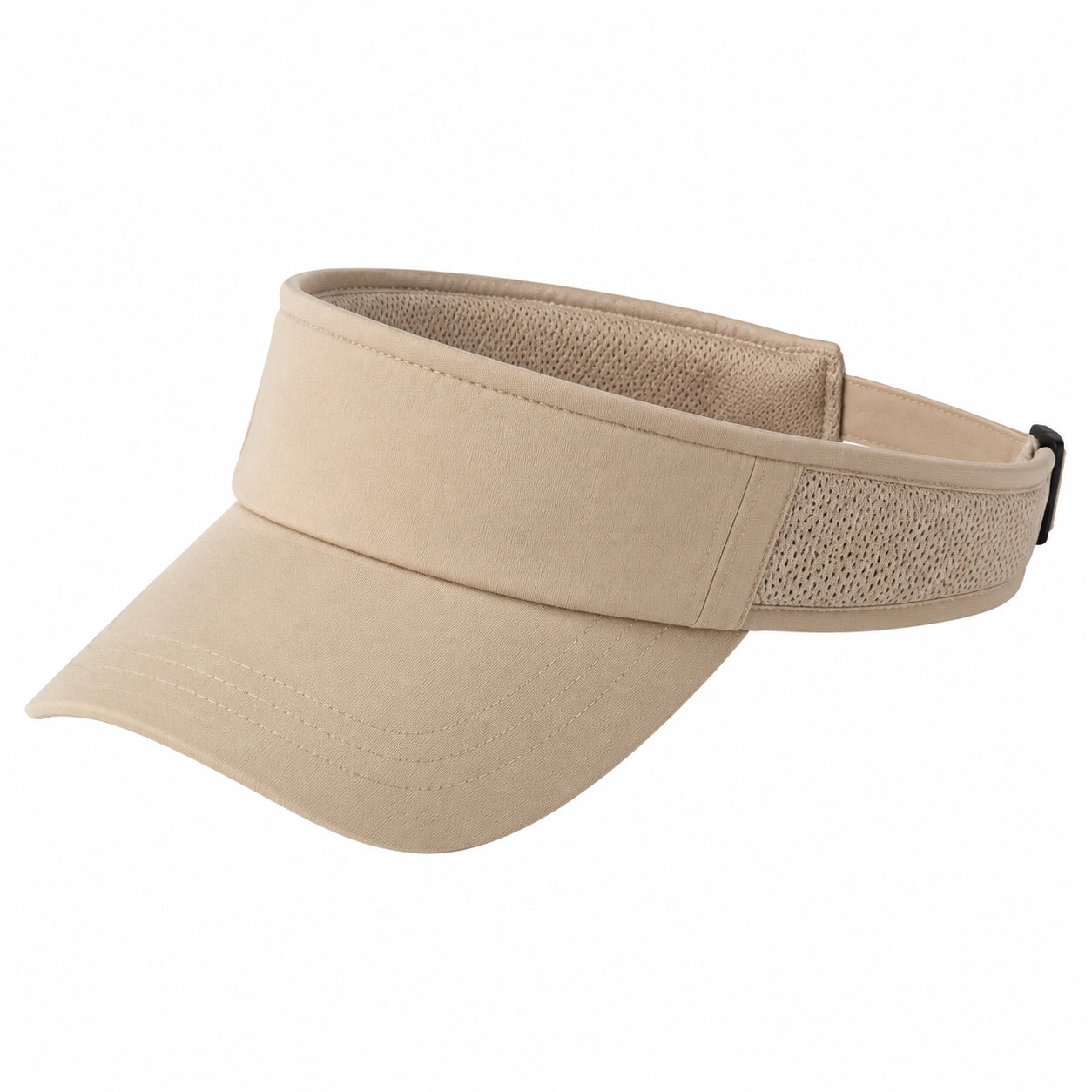 Sonnenvisier Einheitsgröße aus Textilgewebe in Beige mit Mesh-Einsätzen verstellbar für Freizeit und Sport