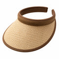Sonnenvisier Einheitsgröße aus geflochtenem Naturfasergewebe Braun Beige mit offenem Kopfband