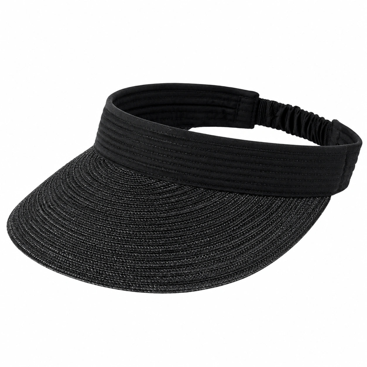 Sonnenblende Einheitsgröße Schwarz aus geflochtenem Kunstfasermaterial mit elastischem Band